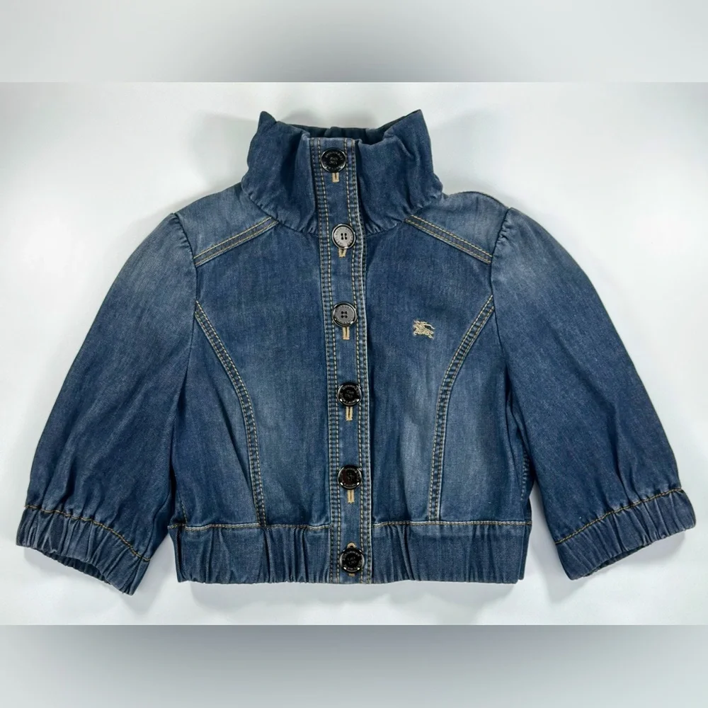Burberry London Blue Label Women’s Cropped Blue Denim Jacket Size 38 - Picture 7 of 16
